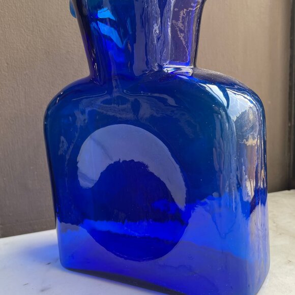 Cobalt Blue Blenko 384 double Spout Pitcher Vintage - Picture 2 of 7
